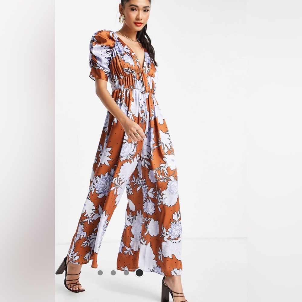 ASOS Floral jumpsuit in Rust and White